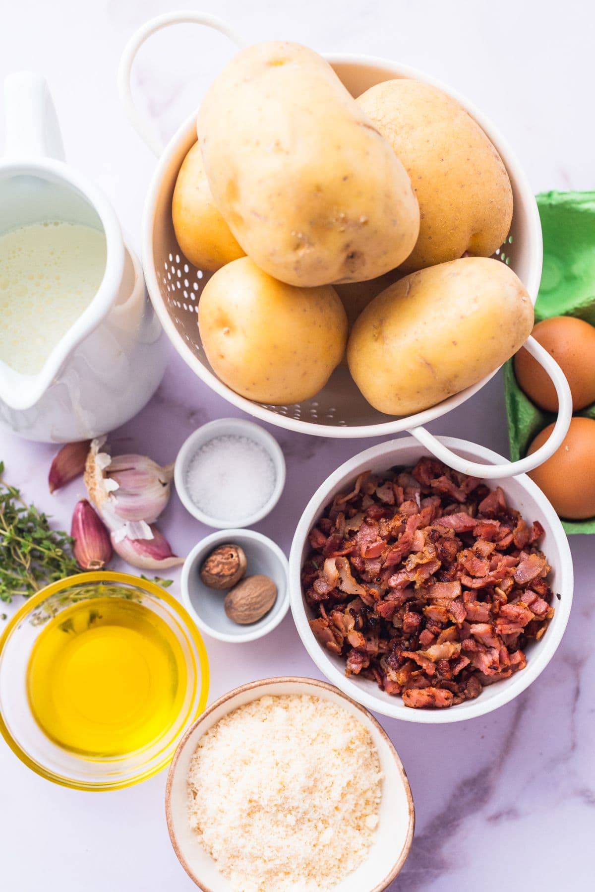 Potato gratin stacks ingredients