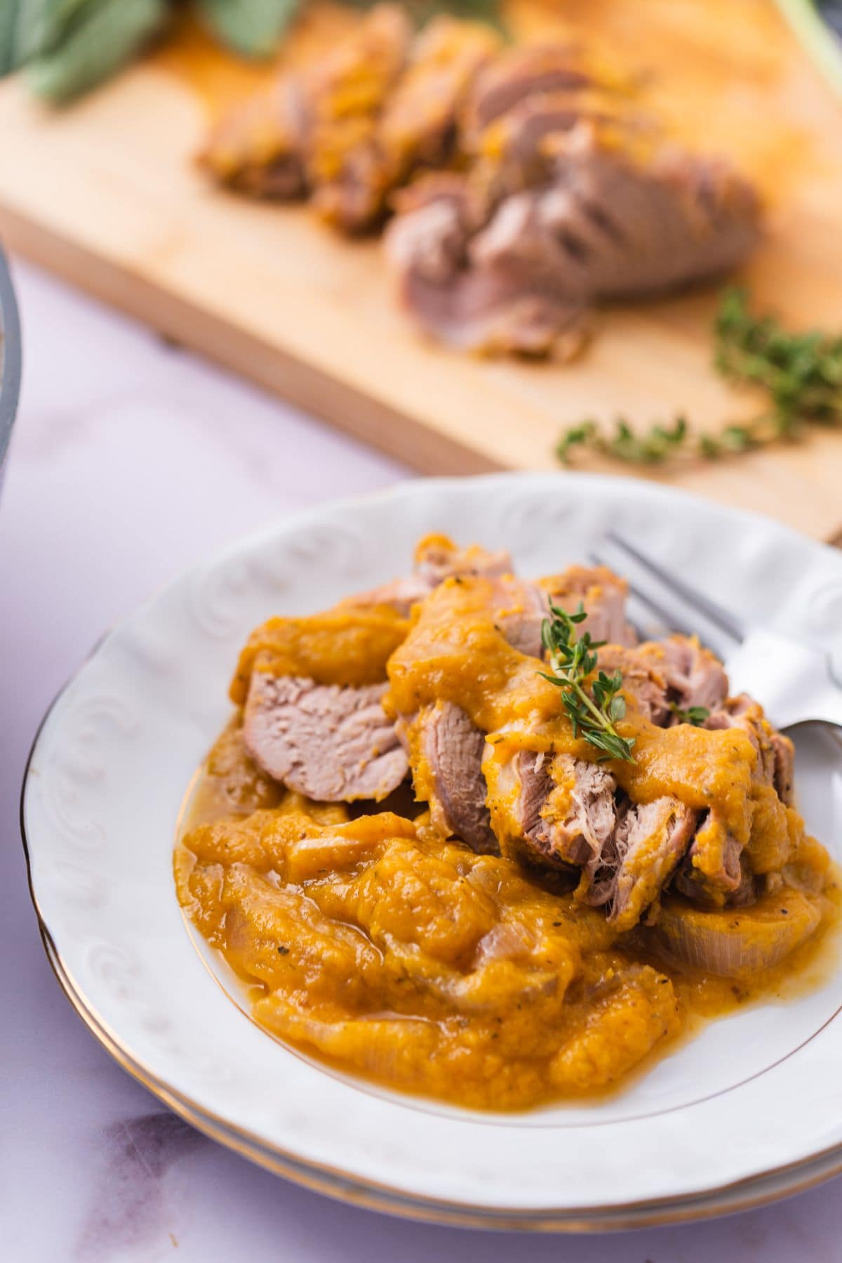 Slow cooker pork loin with peach sauce 6