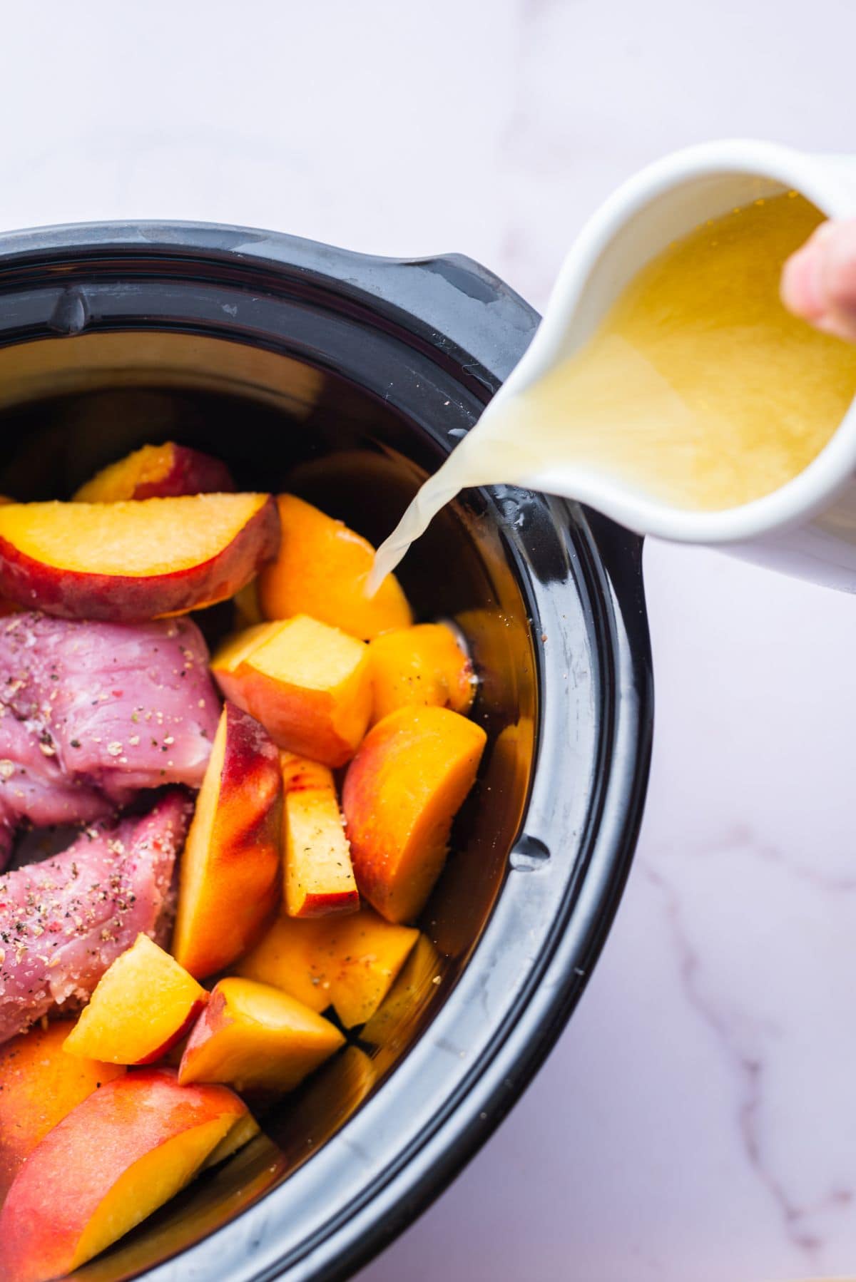 Slow cooker pork loin with peach sauce step 3