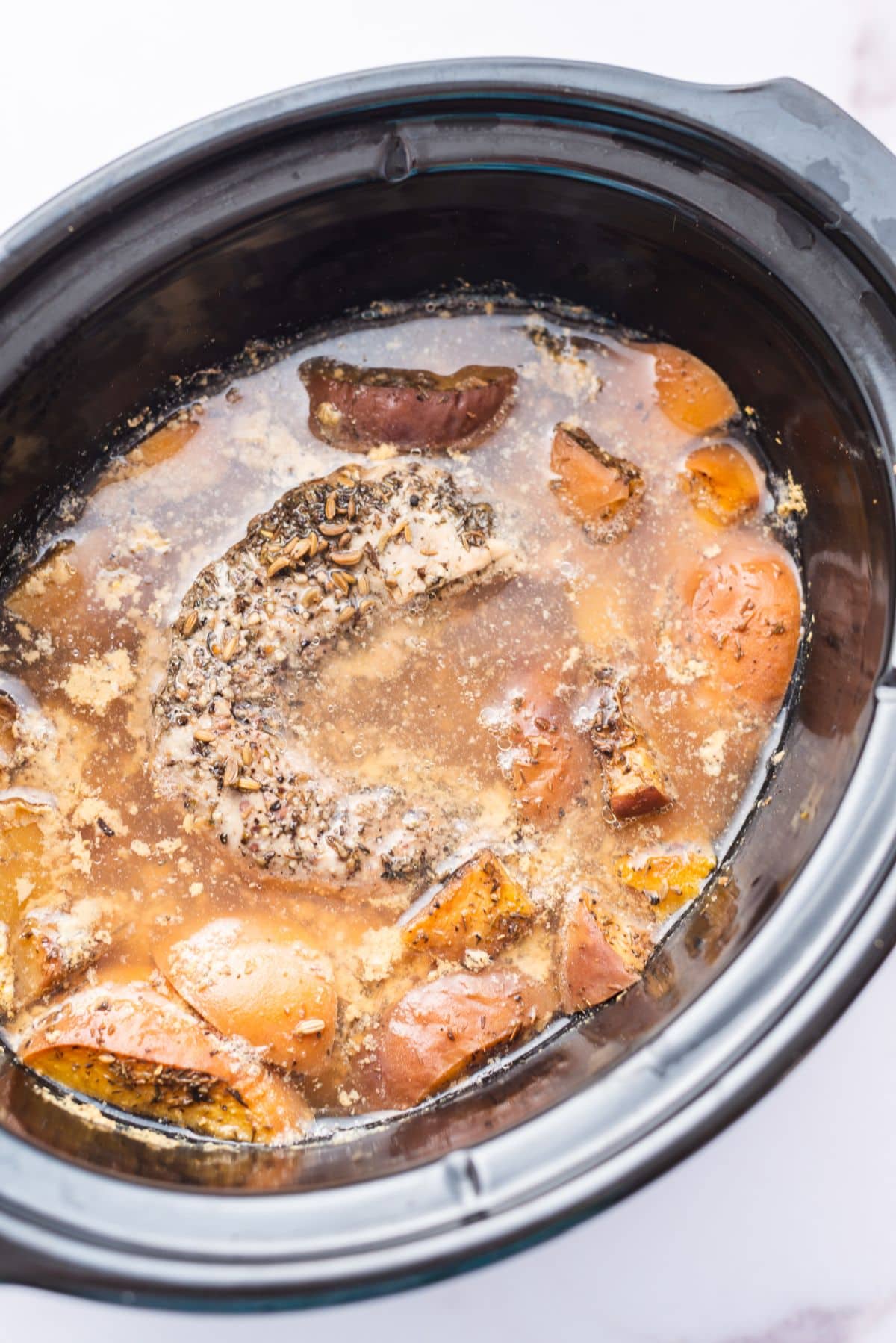 Slow cooker pork loin with peach sauce step 5