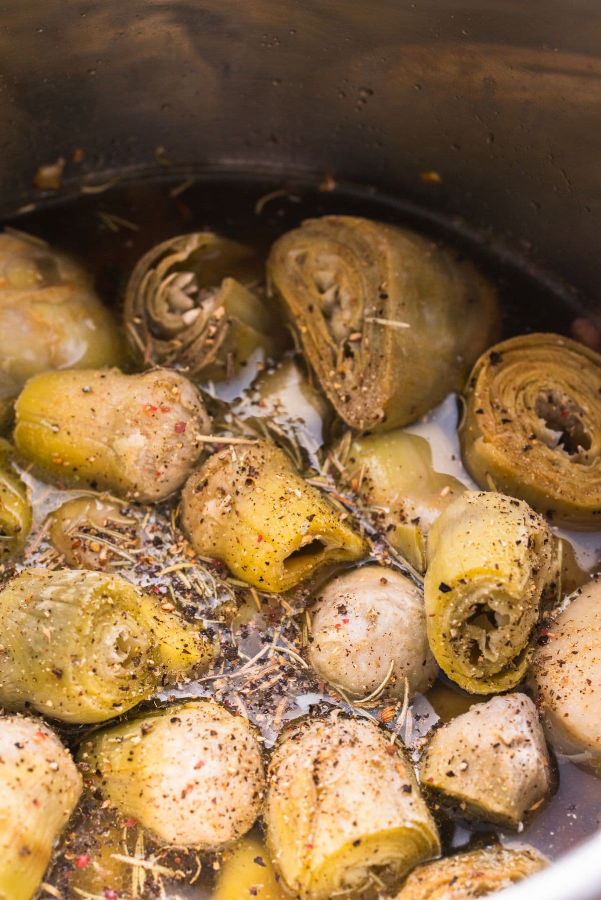 Stewed artichokes in the instant pot step 11