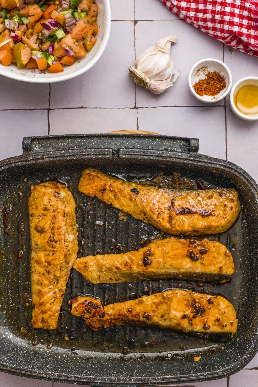 Grilled Salmon with a Quick Honey and Soy Sauce Marinade