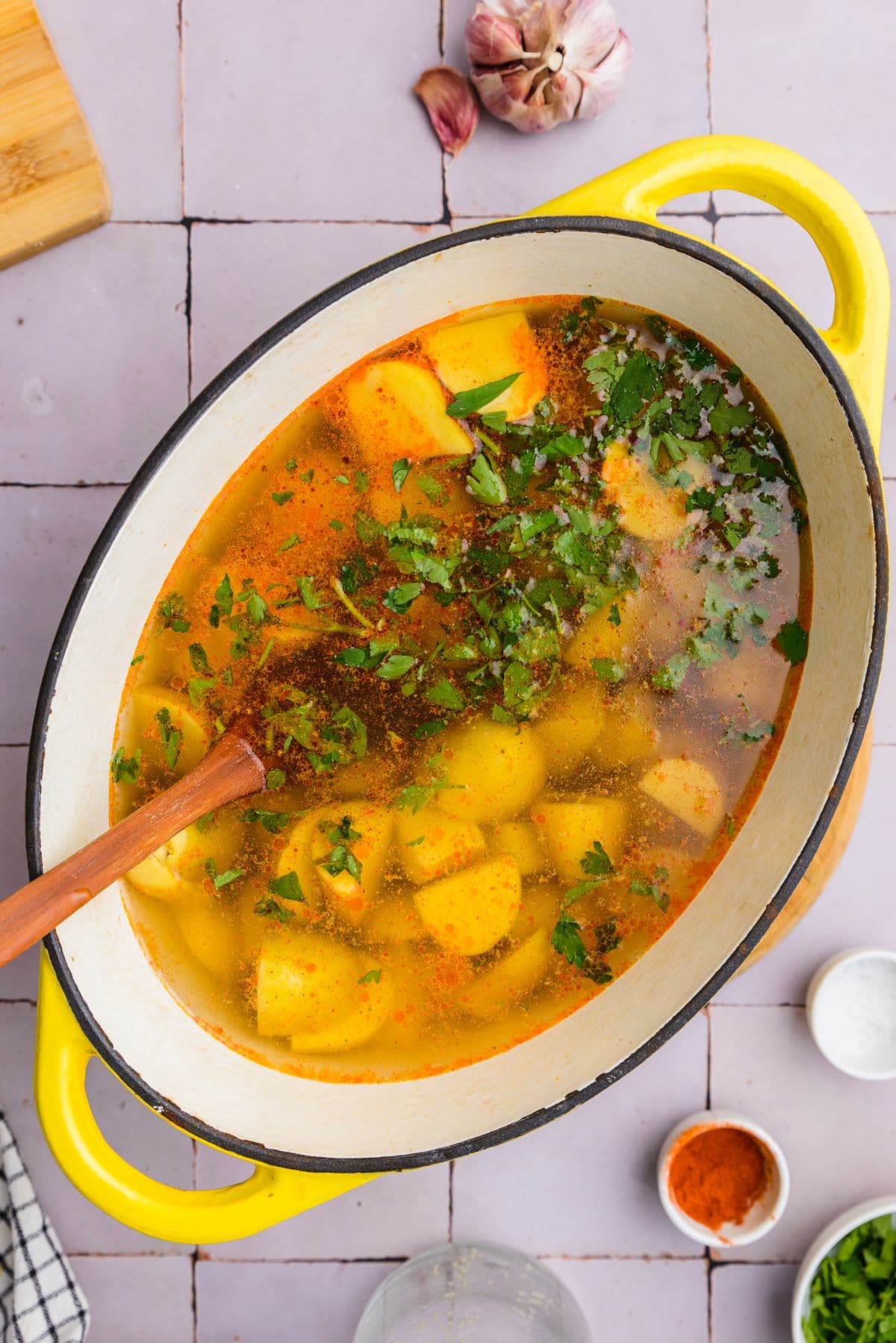 Spanish potato and chorizo soup step 7