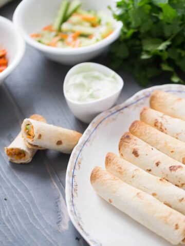I Soak the Vegetables in Rice Vinegar Before Rolling These Salmon Taquitos