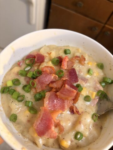She Waits Until the Last 30 Minutes to Add Bacon to Corn Chowder