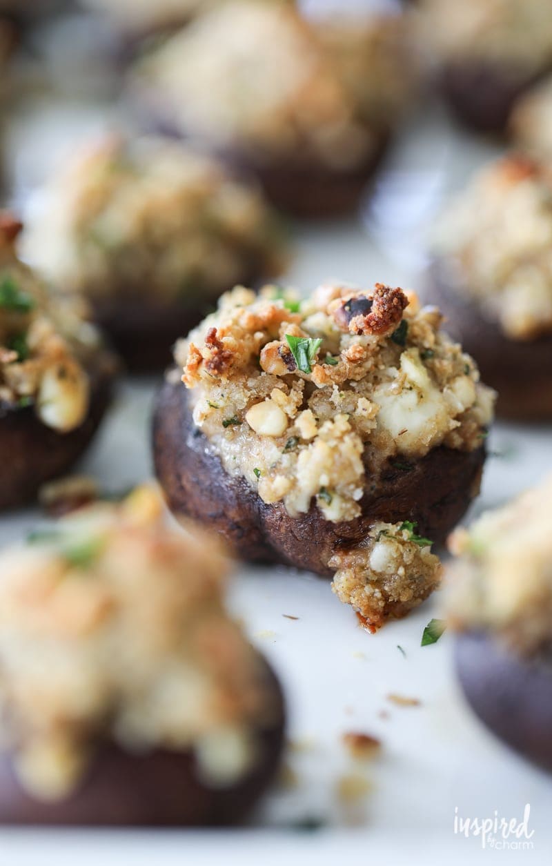 Walnut and Blue Cheese Stuffed Mushrooms